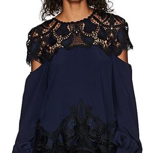 NWOT 💖 JONATHAN SIMKHAI Lace-Inset Silk Blouse